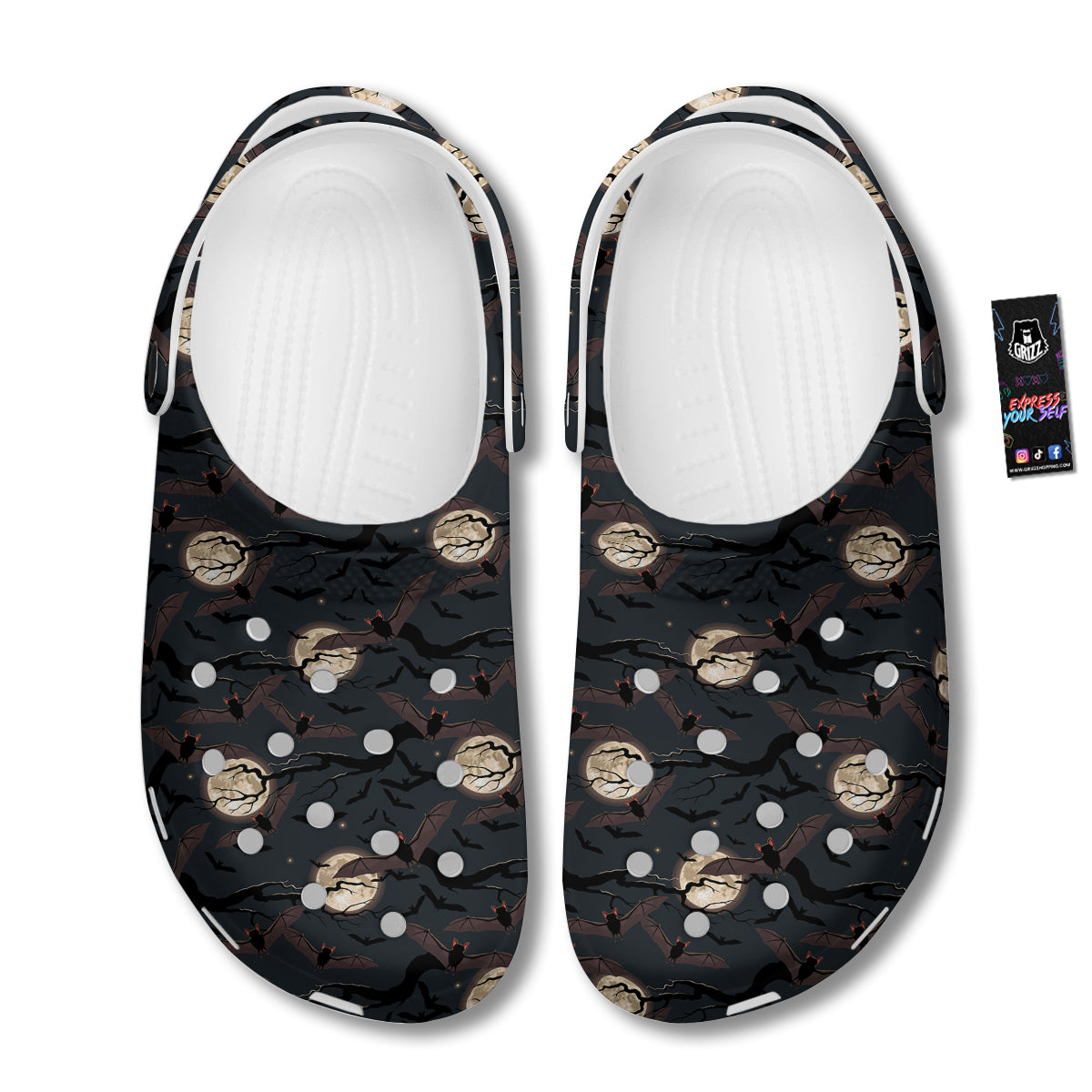 Flying Bat In The Moonlight Print Pattern Clog-grizzshop