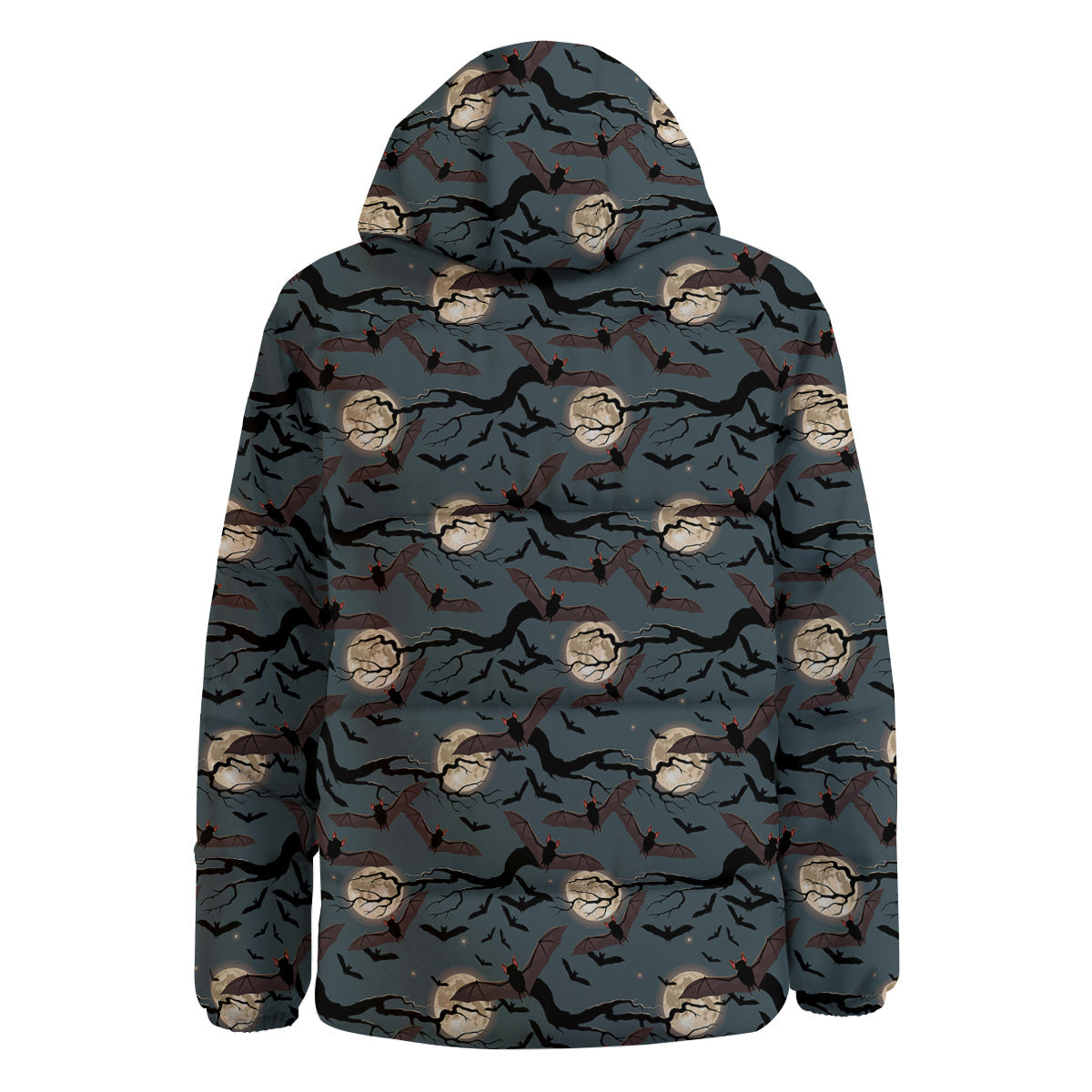 Flying Bat In The Moonlight Print Pattern Down Jacket-grizzshop