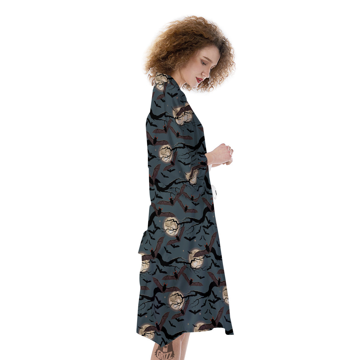 Flying Bat In The Moonlight Print Pattern Kimono-grizzshop