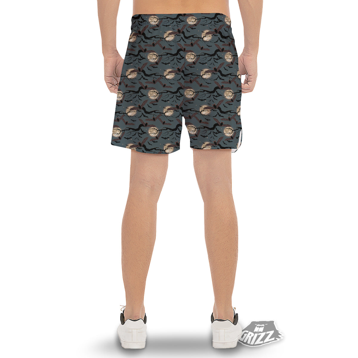 Flying Bat In The Moonlight Print Pattern Men's Gym Shorts-grizzshop