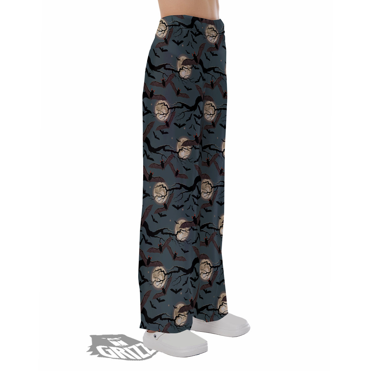 Flying Bat In The Moonlight Print Pattern Pajama Pants-grizzshop