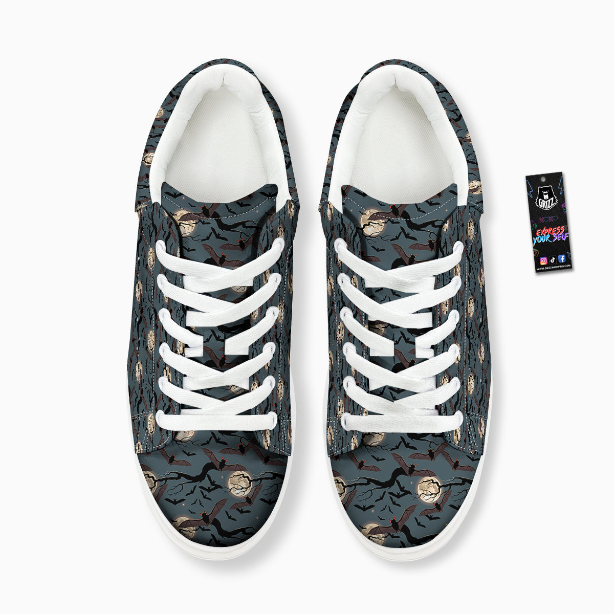 Flying Bat In The Moonlight Print Pattern Platform Shoes-grizzshop