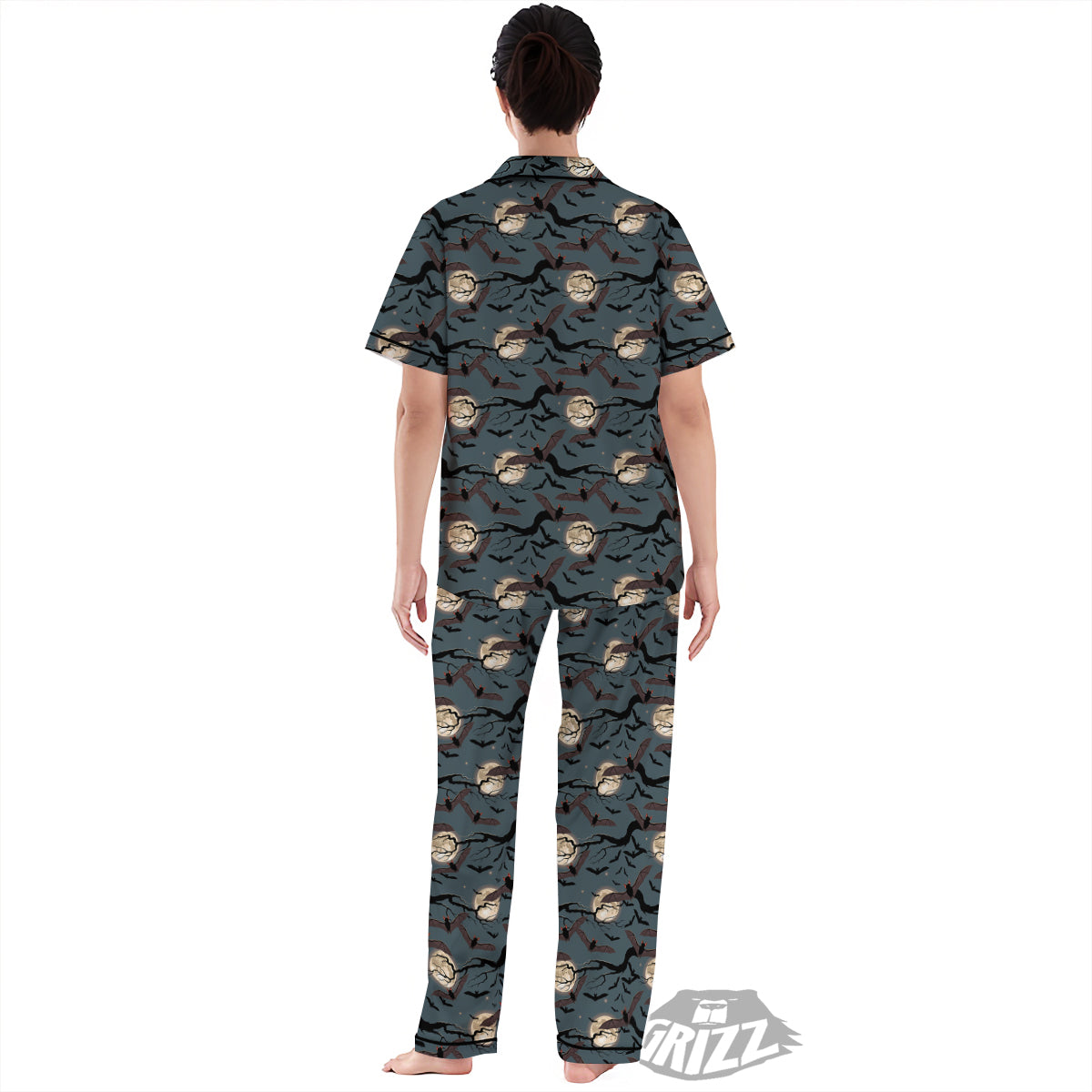 Flying Bat In The Moonlight Print Pattern Women's Pajamas Set-grizzshop