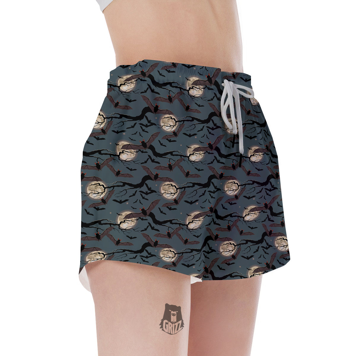 Flying Bat In The Moonlight Print Pattern Women's Shorts-grizzshop