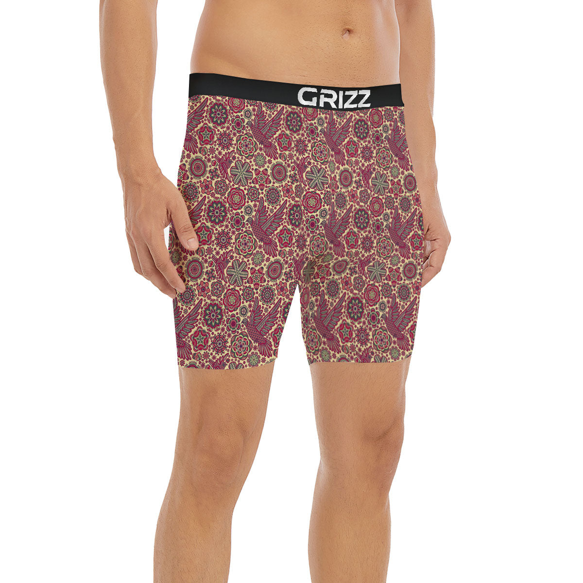 Flying Bird Mandala Print Pattern Boxer Briefs-grizzshop