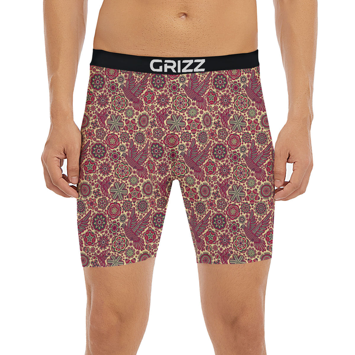 Flying Bird Mandala Print Pattern Boxer Briefs-grizzshop