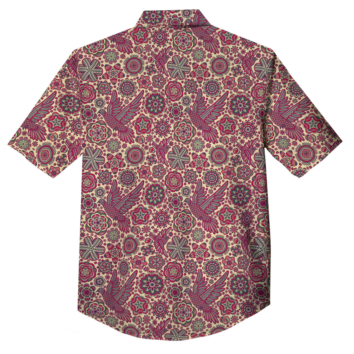 Flying Bird Mandala Print Pattern Button Up Shirt-grizzshop