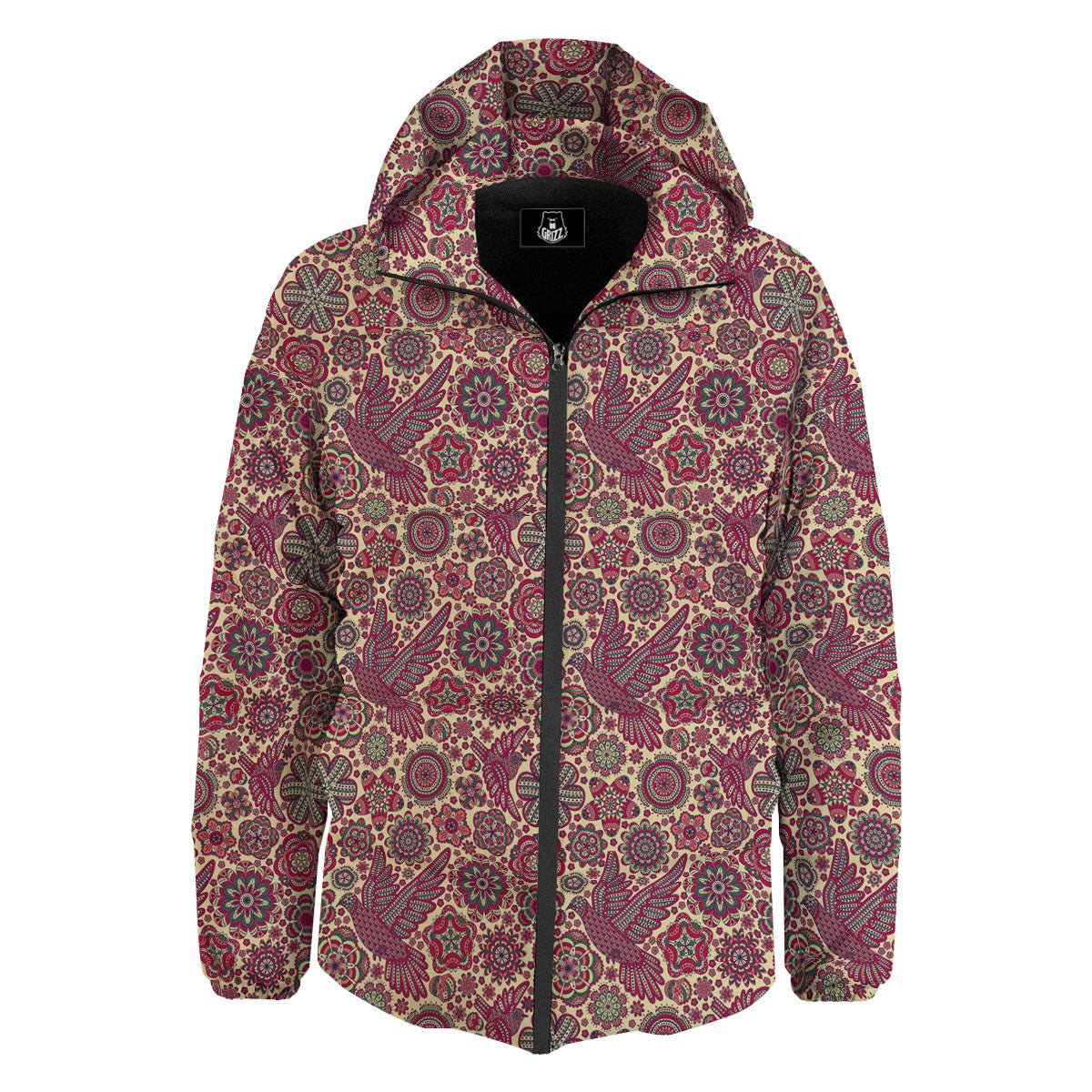 Flying Bird Mandala Print Pattern Down Jacket-grizzshop