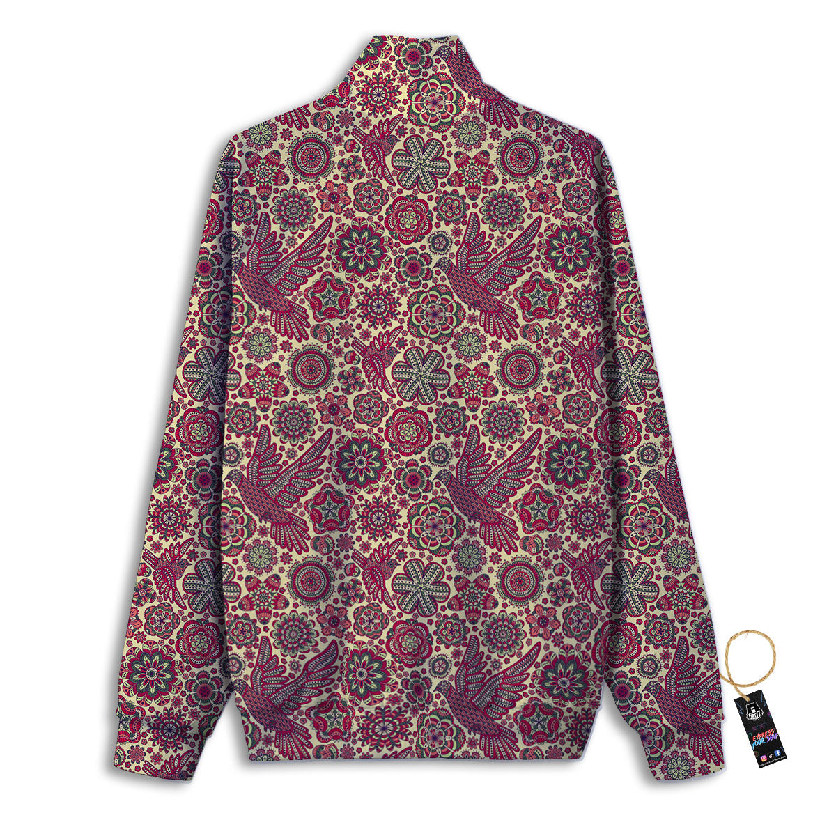 Flying Bird Mandala Print Pattern Track Jacket-grizzshop