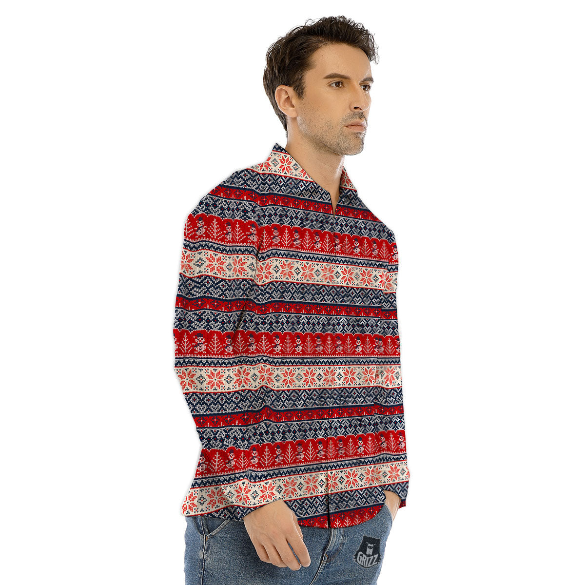 Flying Burning Guitars Print Pattern Men's Dress Shirts-grizzshop