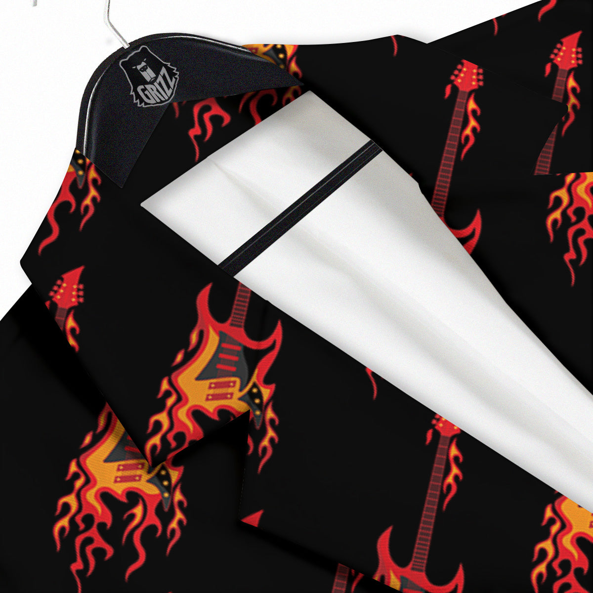 Flying Burning Guitars Print Pattern Men's Sport Coat-grizzshop