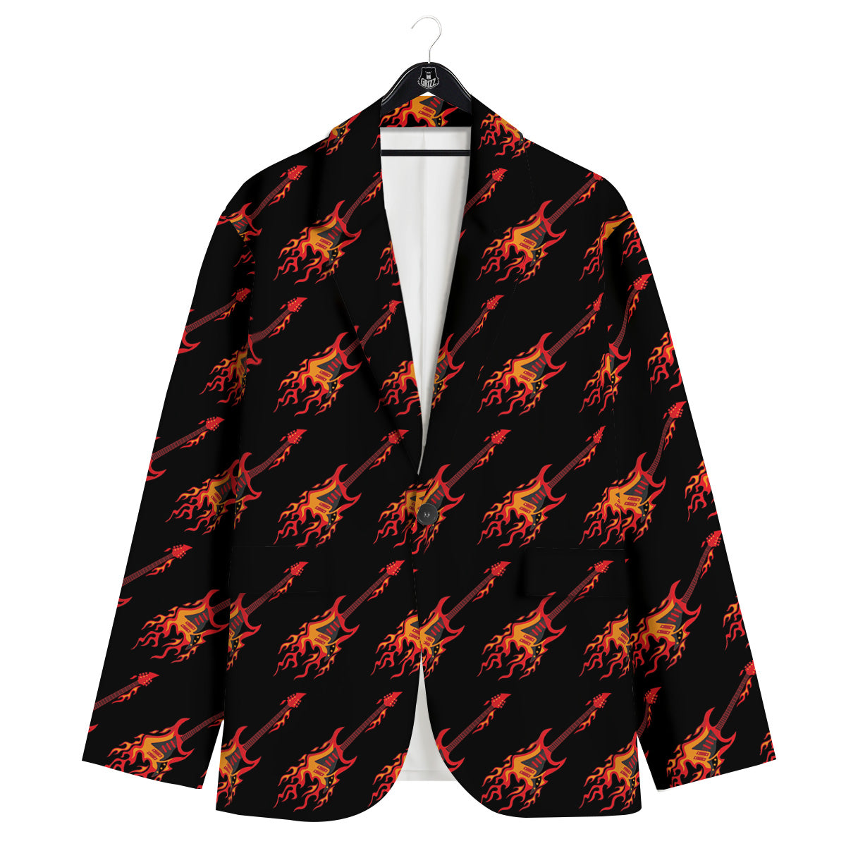 Flying Burning Guitars Print Pattern Men's Sport Coat-grizzshop