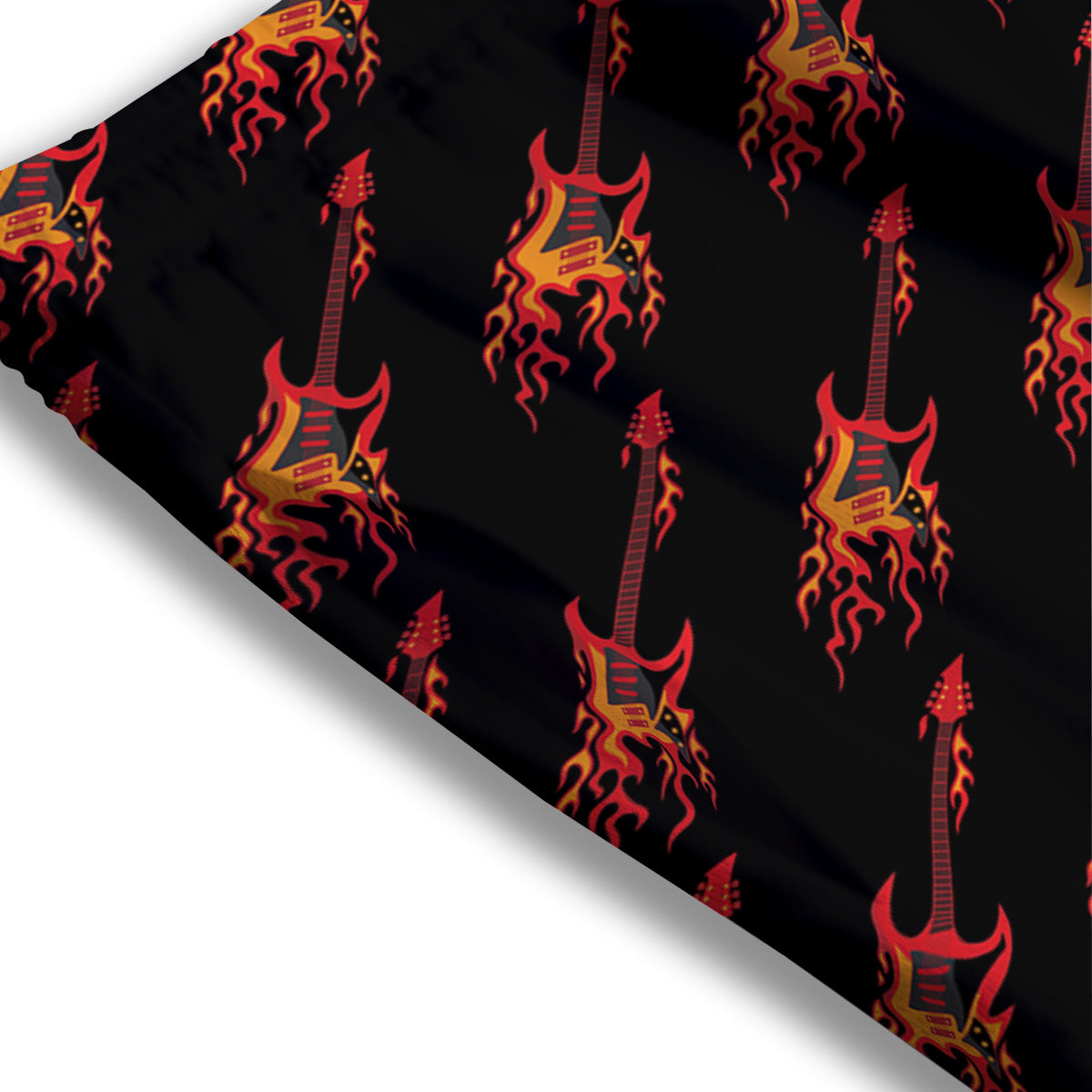 Flying Burning Guitars Print Pattern Mesh Shorts-grizzshop