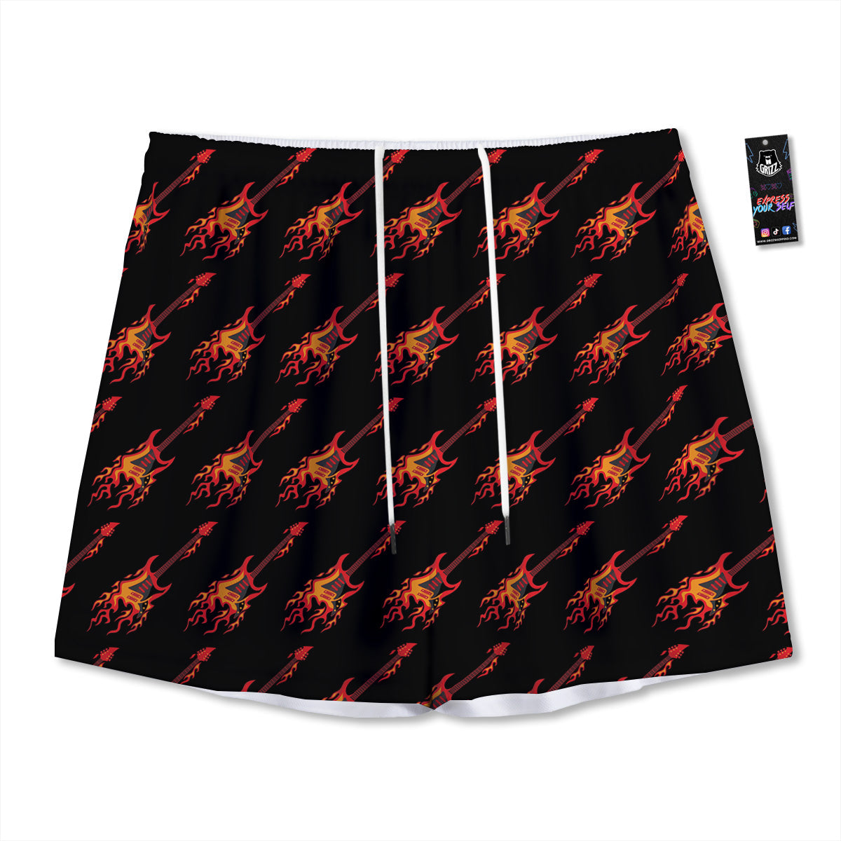 Hunting Camouflage Fall Leaves Print Mesh Shorts