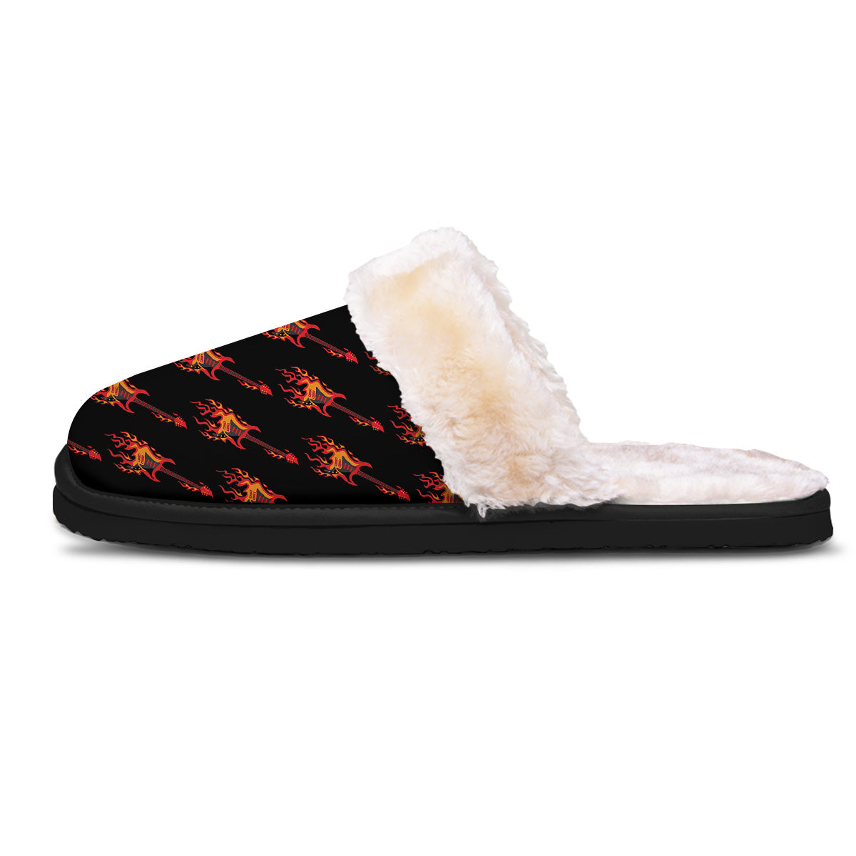Flying Burning Guitars Print Pattern Slippers-grizzshop
