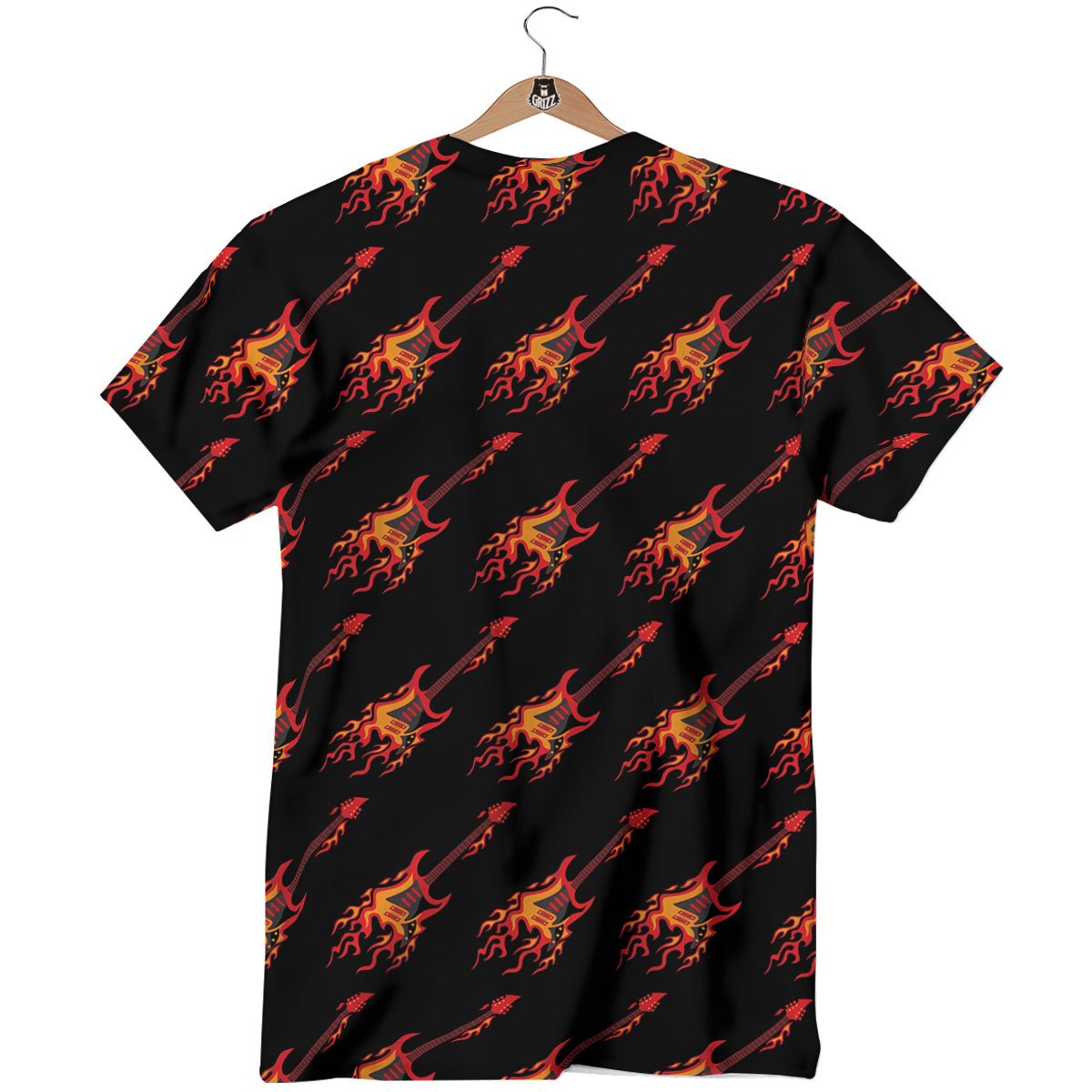 Flying Burning Guitars Print Pattern T-Shirt-grizzshop