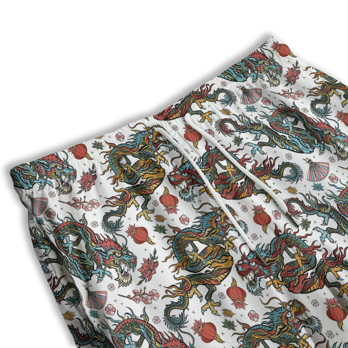 Flying Chinese Dragons Tattoo Print Pattern Men's Athletic Shorts
