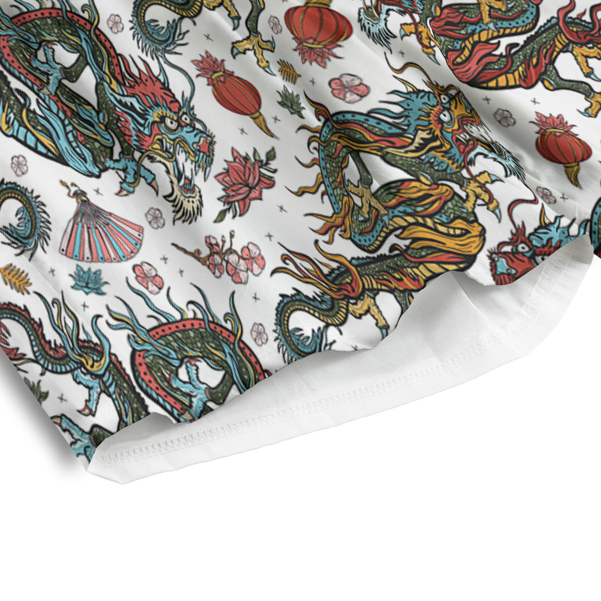 Flying Chinese Dragons Tattoo Print Pattern Men's Athletic Shorts