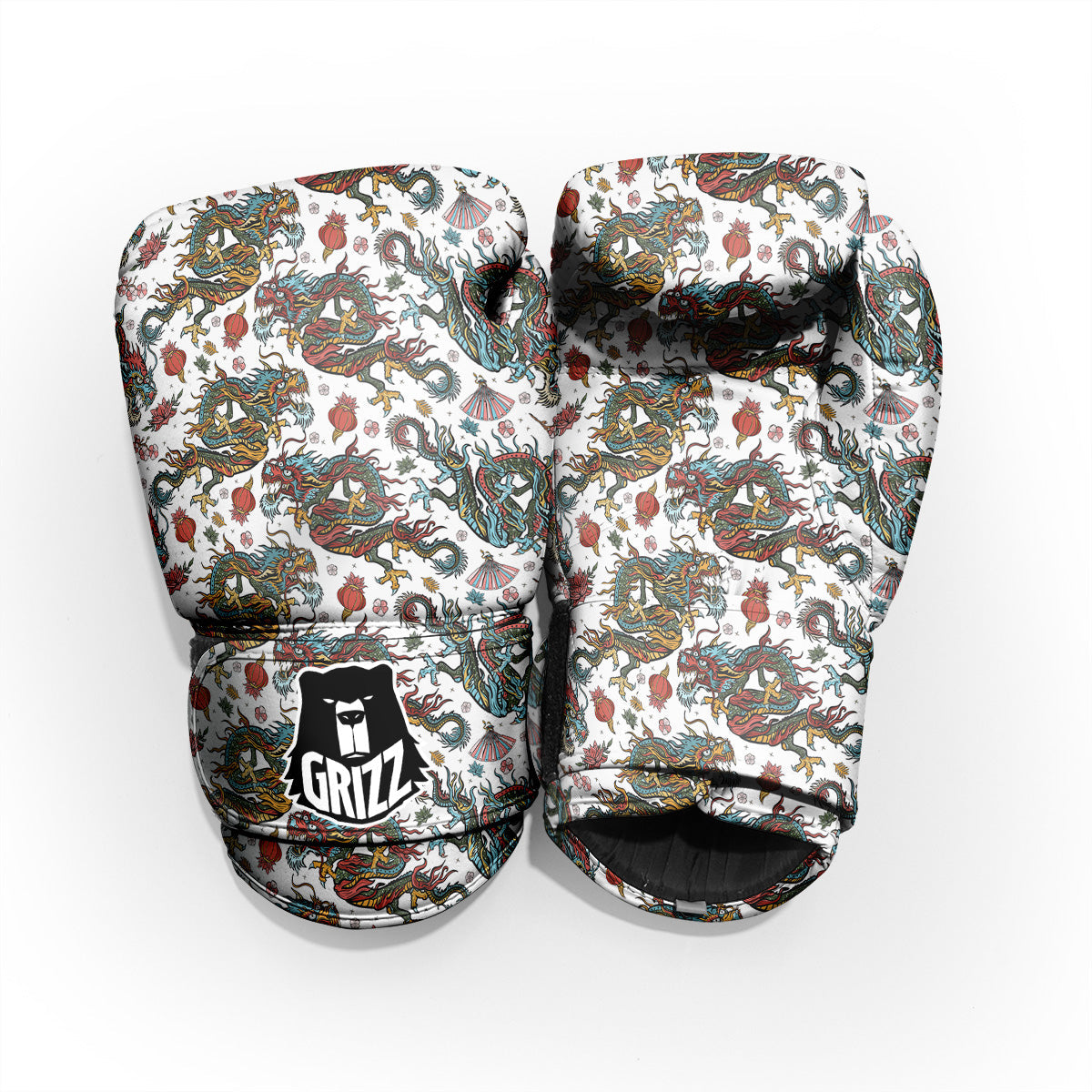 Flying Chinese Dragons Tattoo Print Pattern Pro Boxing Glove