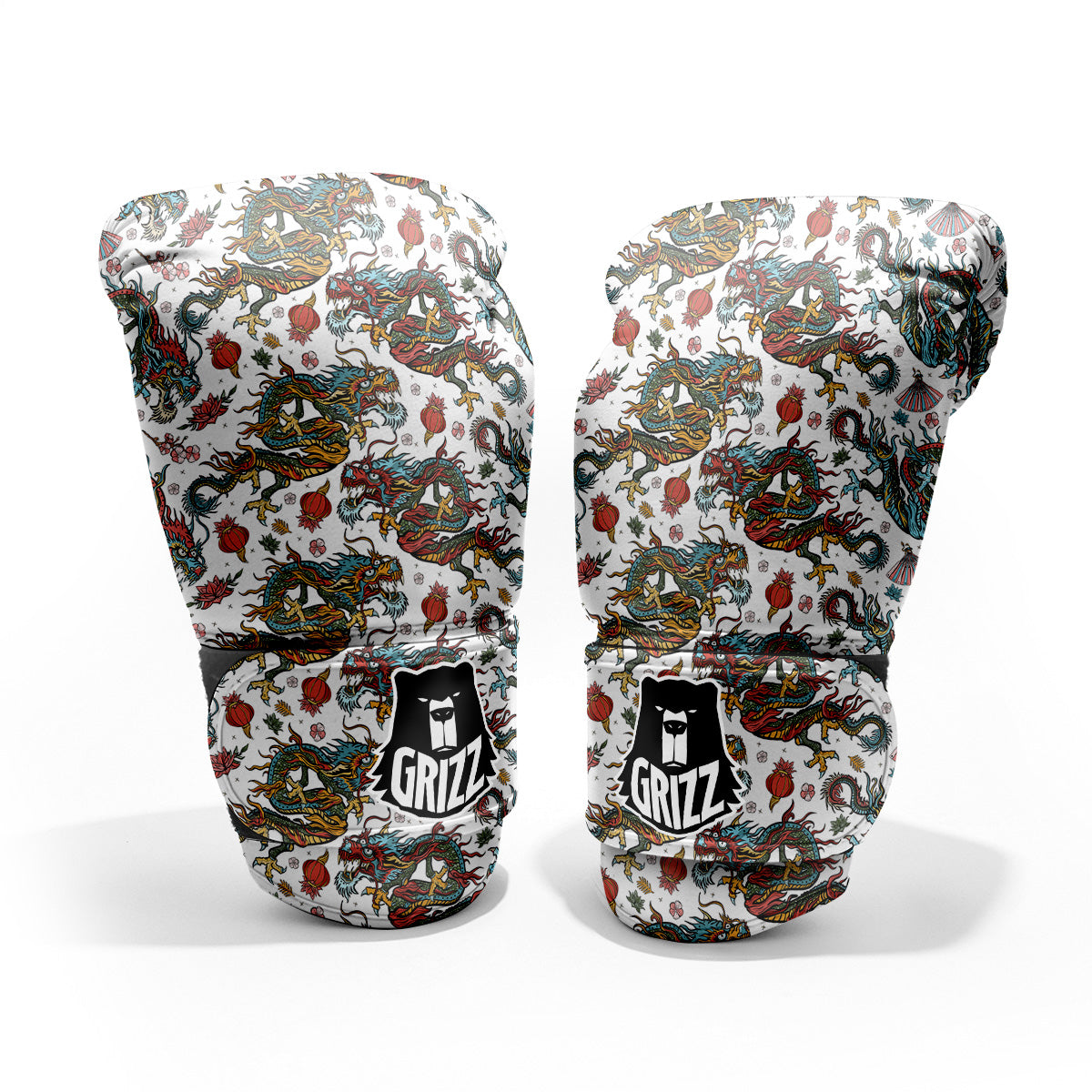 Flying Chinese Dragons Tattoo Print Pattern Pro Boxing Glove