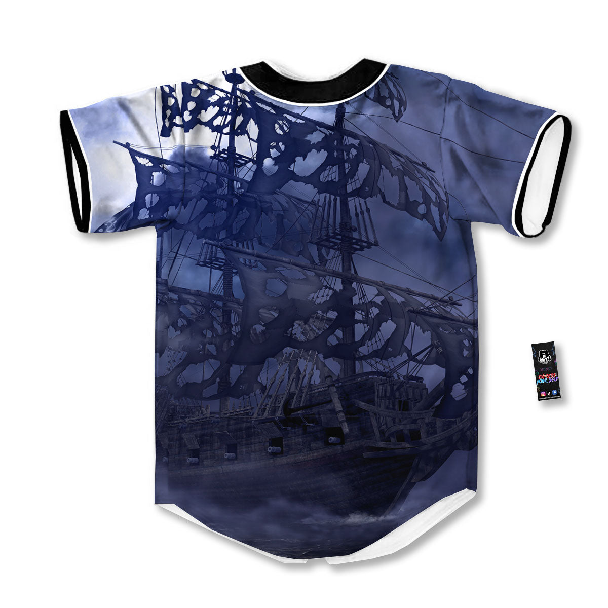 Flying Dutchman Ghost Pirate Ship Print Baseball Jersey-grizzshop
