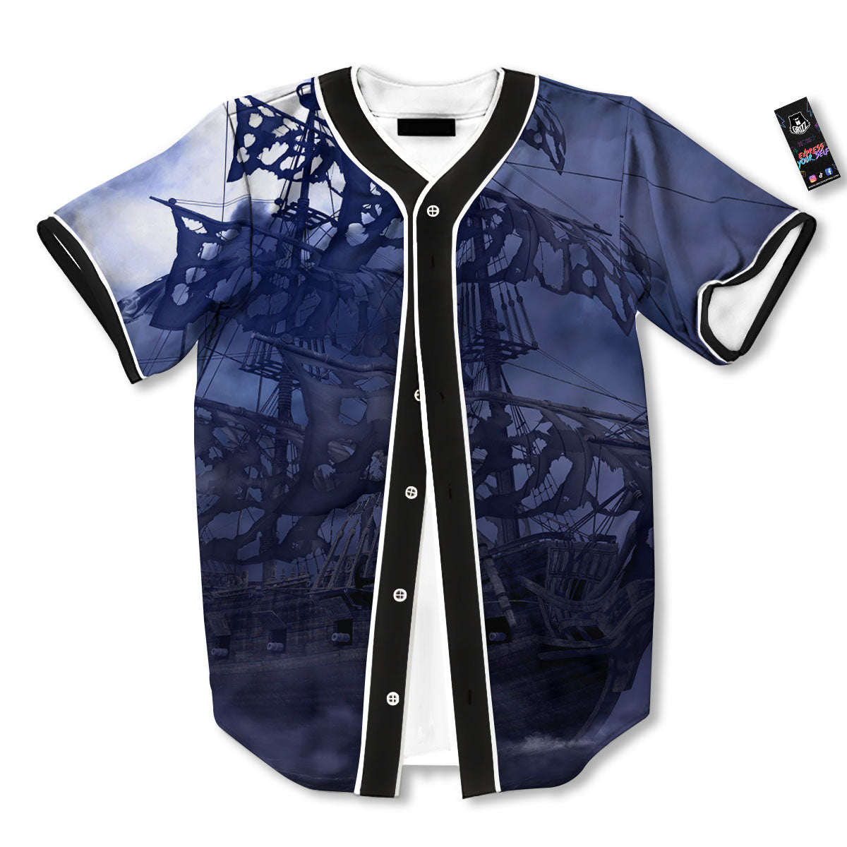 Flying Dutchman Ghost Pirate Ship Print Baseball Jersey-grizzshop
