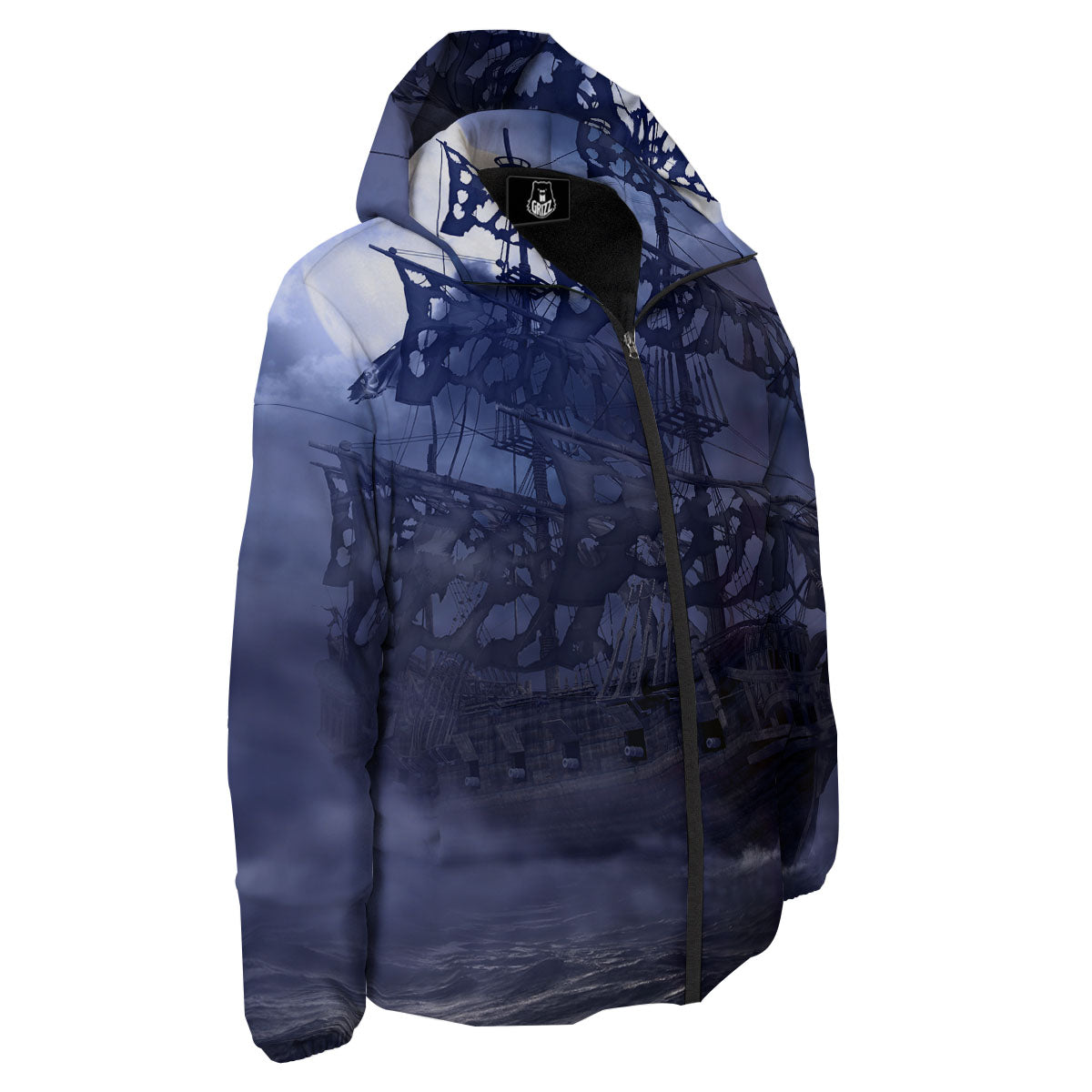 Flying Dutchman Ghost Pirate Ship Print Down Jacket-grizzshop