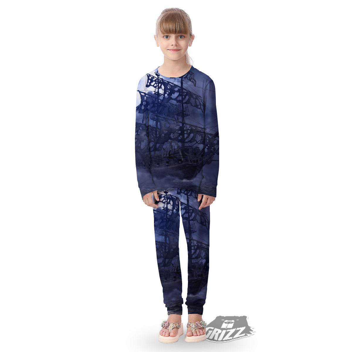 Flying Dutchman Ghost Pirate Ship Print Kid's Pajamas-grizzshop