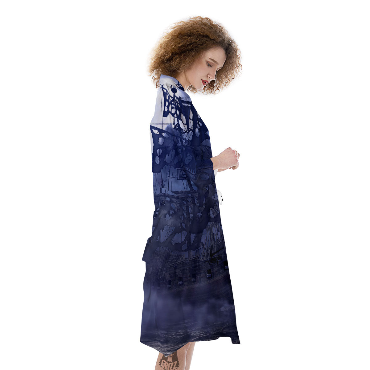 Flying Dutchman Ghost Pirate Ship Print Kimono-grizzshop