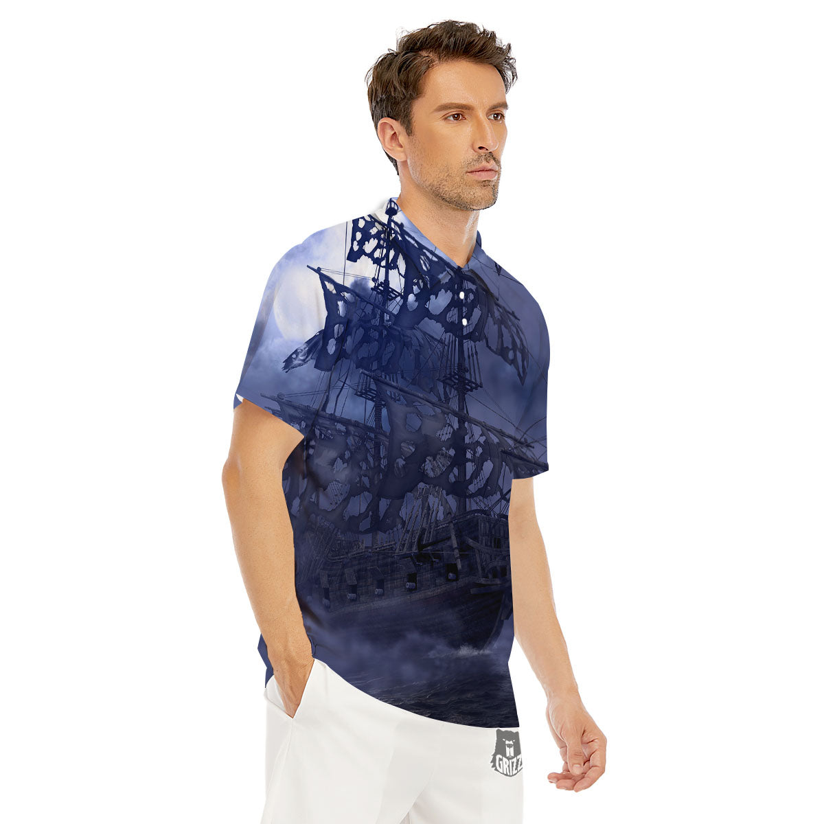 Flying Dutchman Ghost Pirate Ship Print Men's Golf Shirts-grizzshop