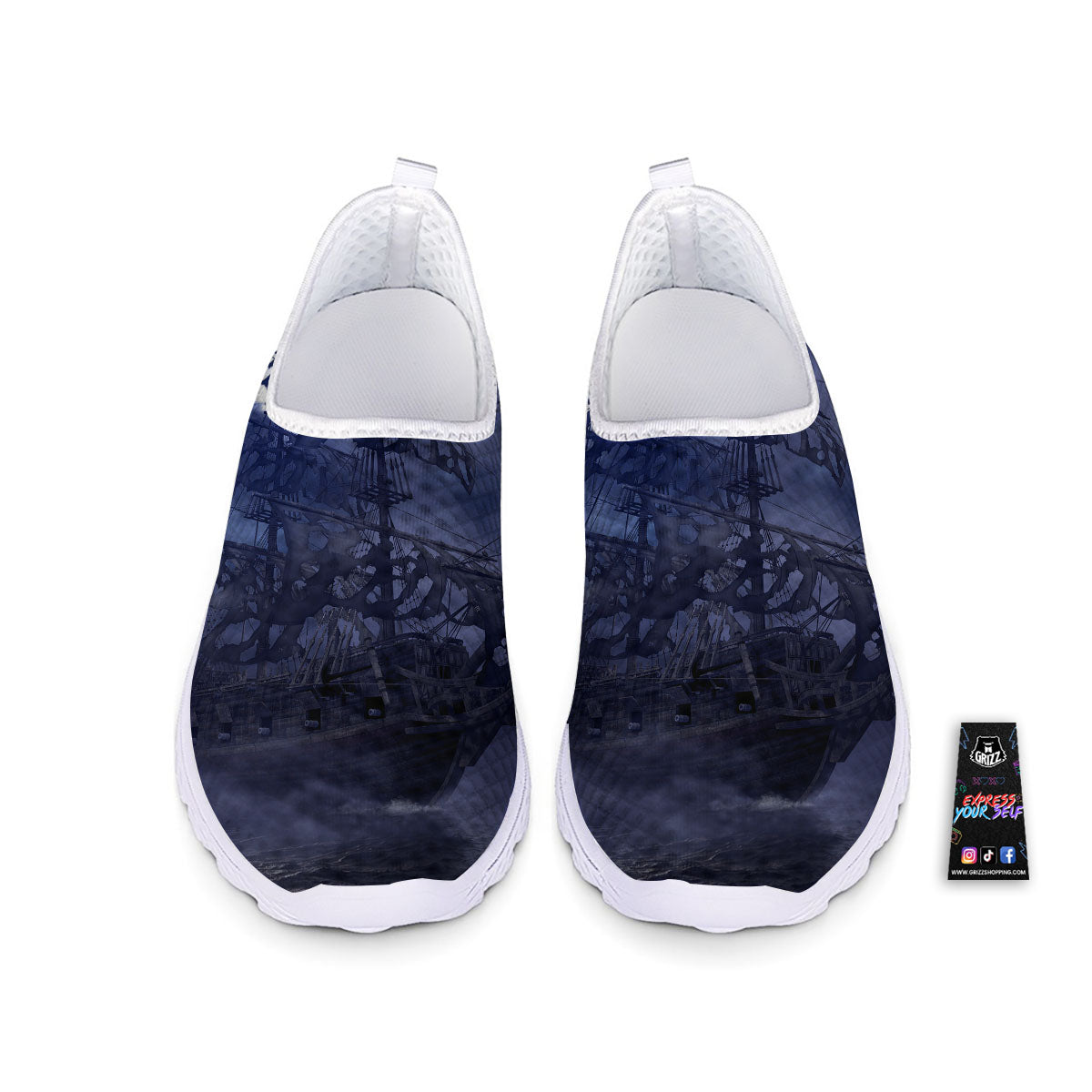 Flying Dutchman Ghost Pirate Ship Print Nurse Shoes-grizzshop