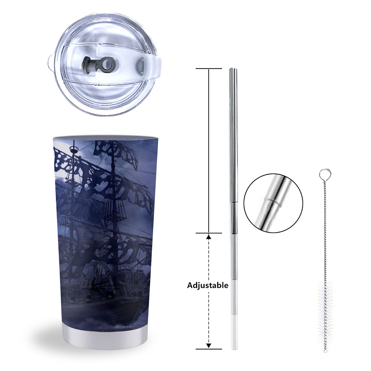 Flying Dutchman Ghost Pirate Ship Print Tumbler-grizzshop