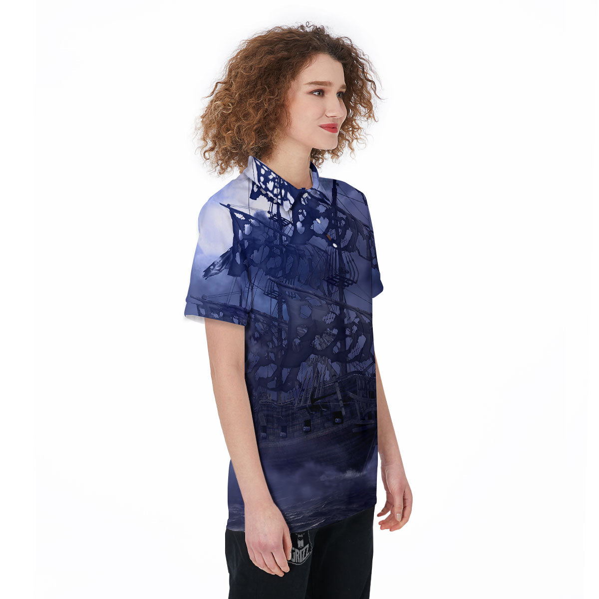 Flying Dutchman Ghost Pirate Ship Print Women's Golf Shirts-grizzshop