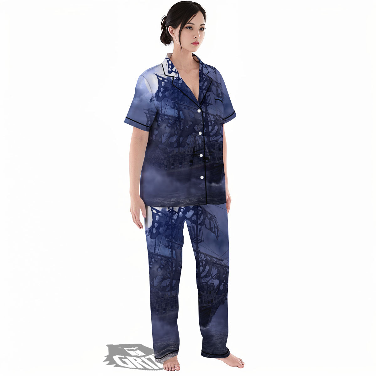 Flying Dutchman Ghost Pirate Ship Print Women's Pajamas Set-grizzshop