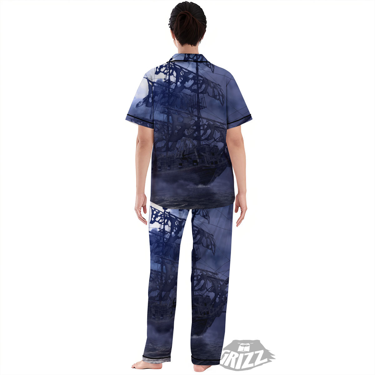 Flying Dutchman Ghost Pirate Ship Print Women's Pajamas Set-grizzshop