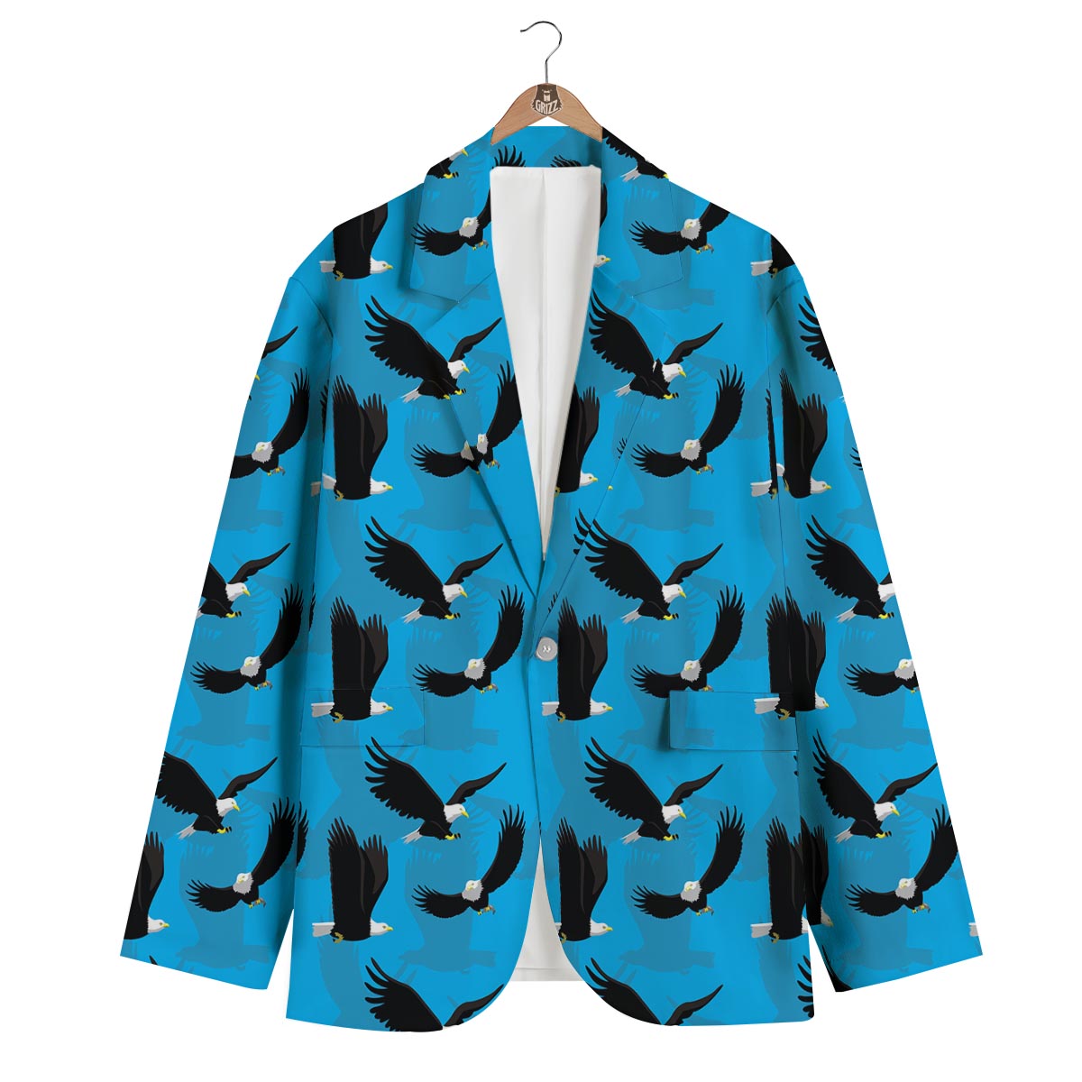 Flying Eagle Pattern Print Men's Blazer-grizzshop