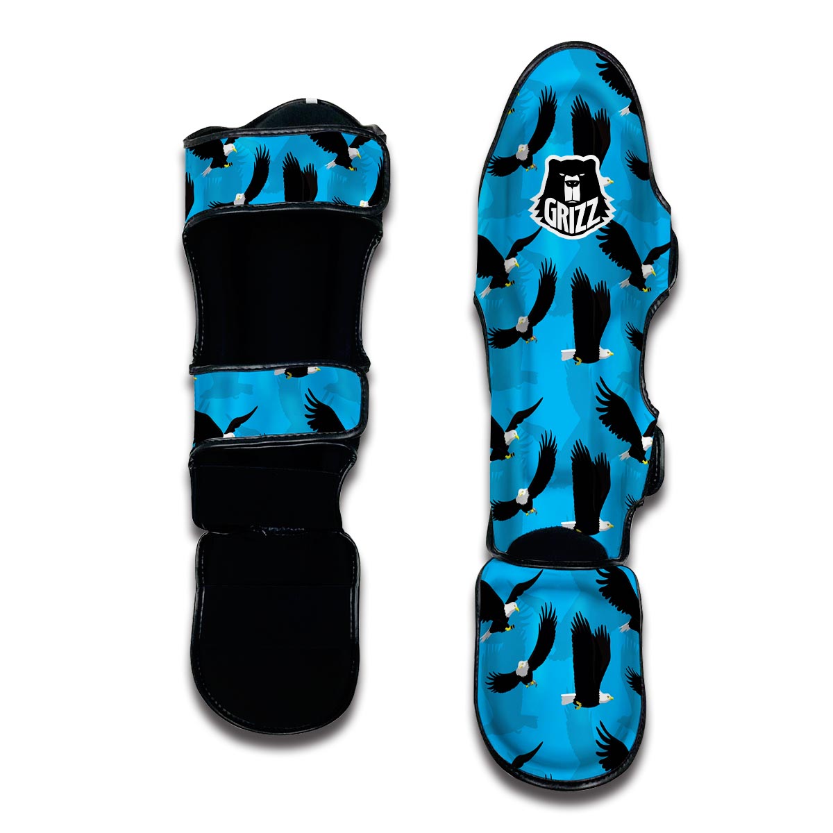 Flying Eagle Pattern Print Muay Thai Shin Guards-grizzshop