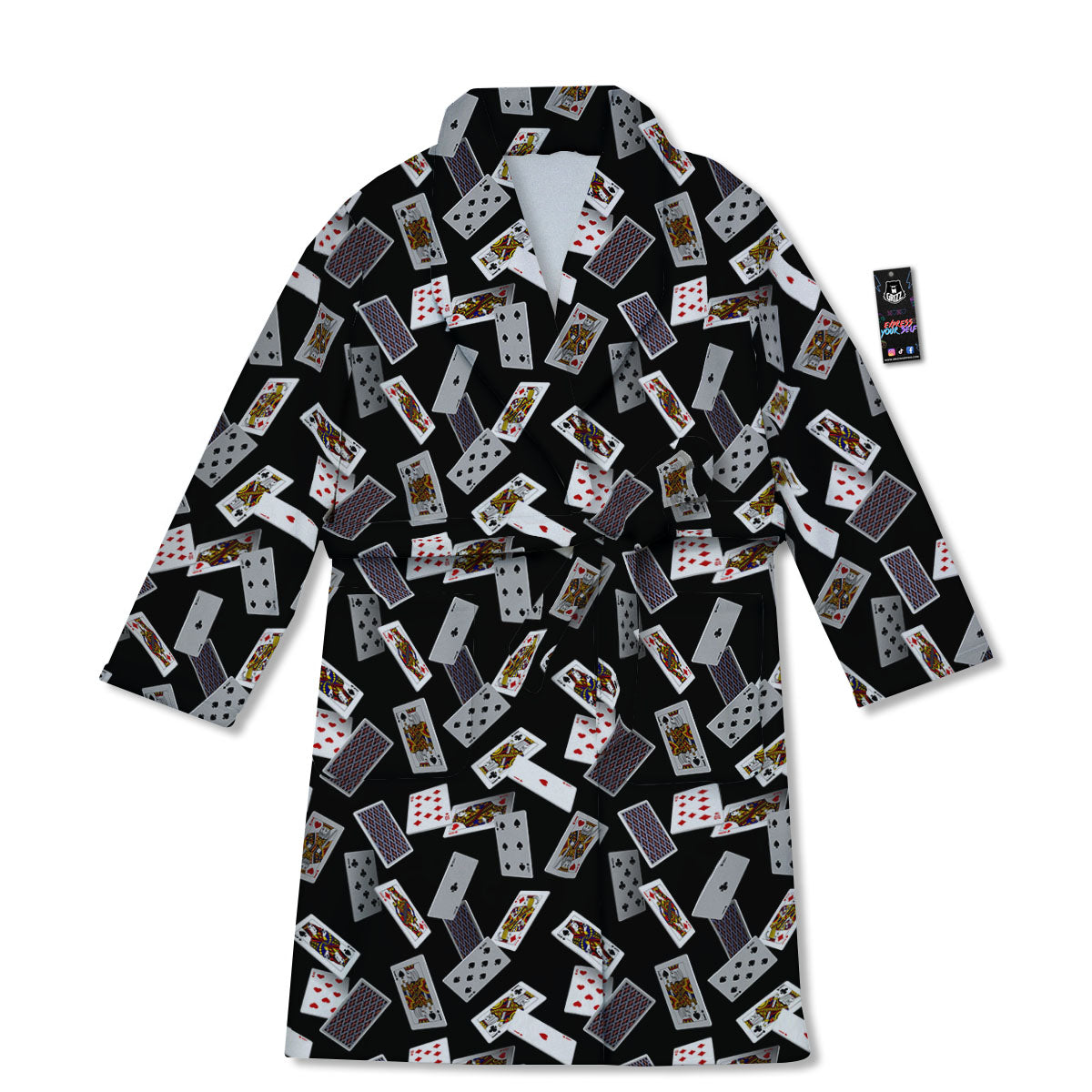 Flying Playing Cards Print Bathrobe-grizzshop