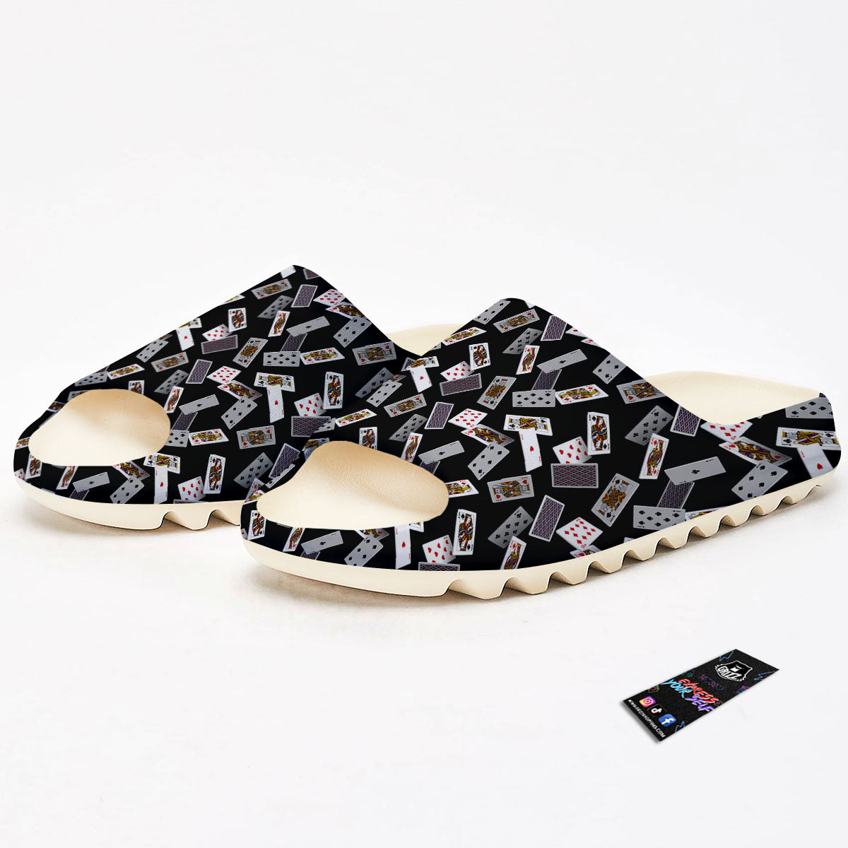 Flying Playing Cards Print Sandals-grizzshop