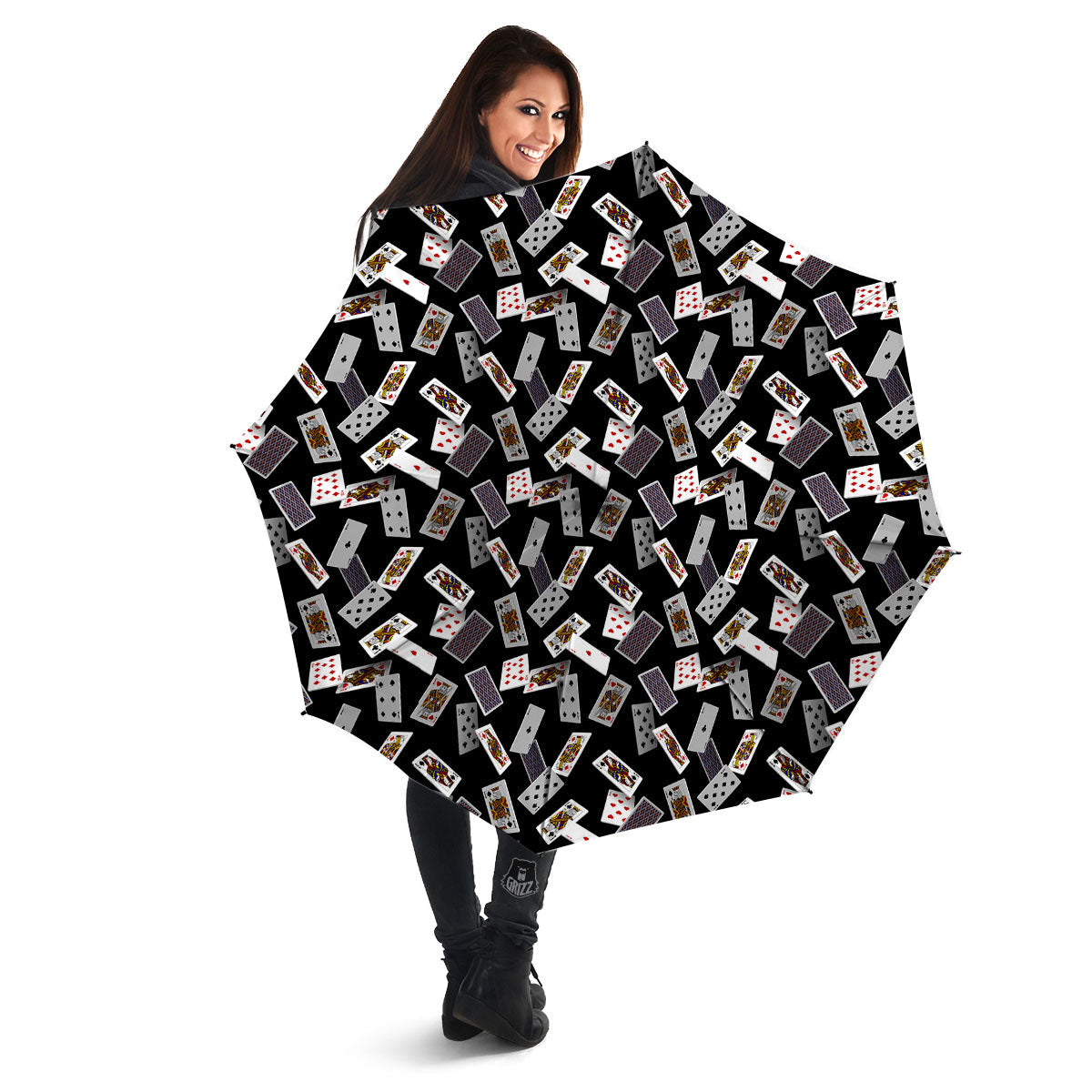 Flying Playing Cards Print Umbrella-grizzshop