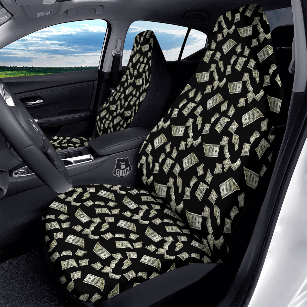 Flying US Dollar Money Print Car Seat Covers-grizzshop