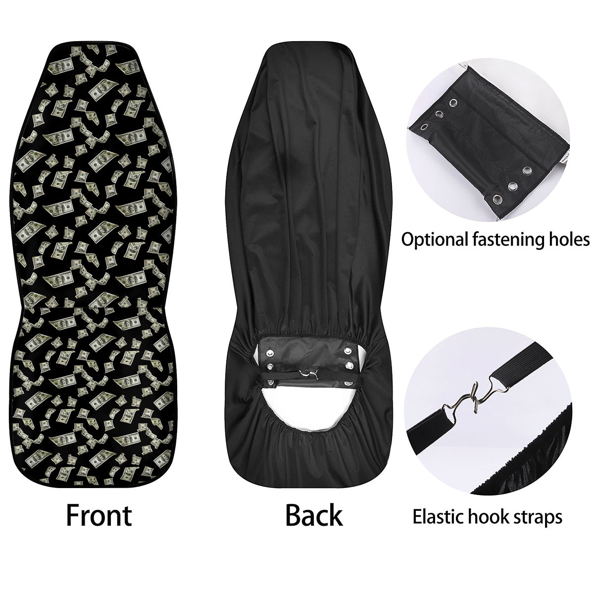 Flying US Dollar Money Print Car Seat Covers-grizzshop