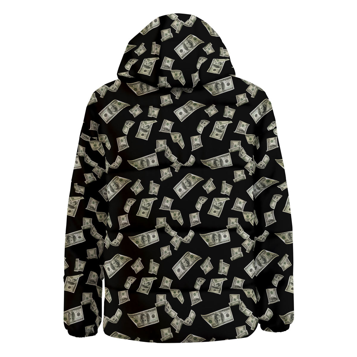 Flying US Dollar Money Print Down Jacket-grizzshop