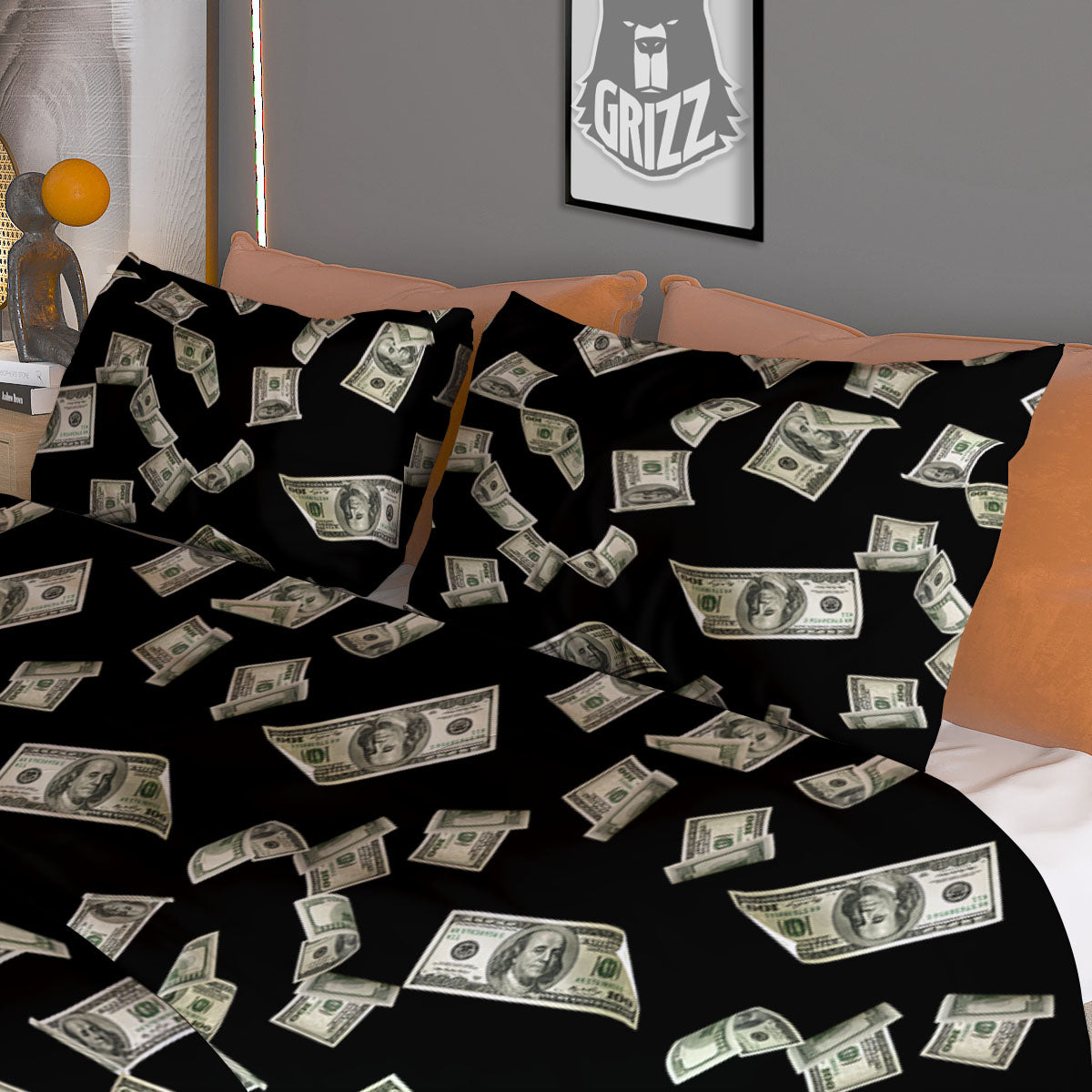 Flying US Dollar Money Print Duvet Cover Bedding Set