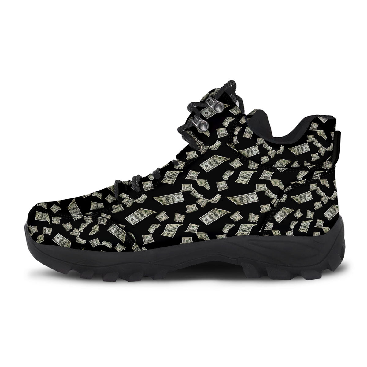 Flying US Dollar Money Print Hiking Shoes-grizzshop