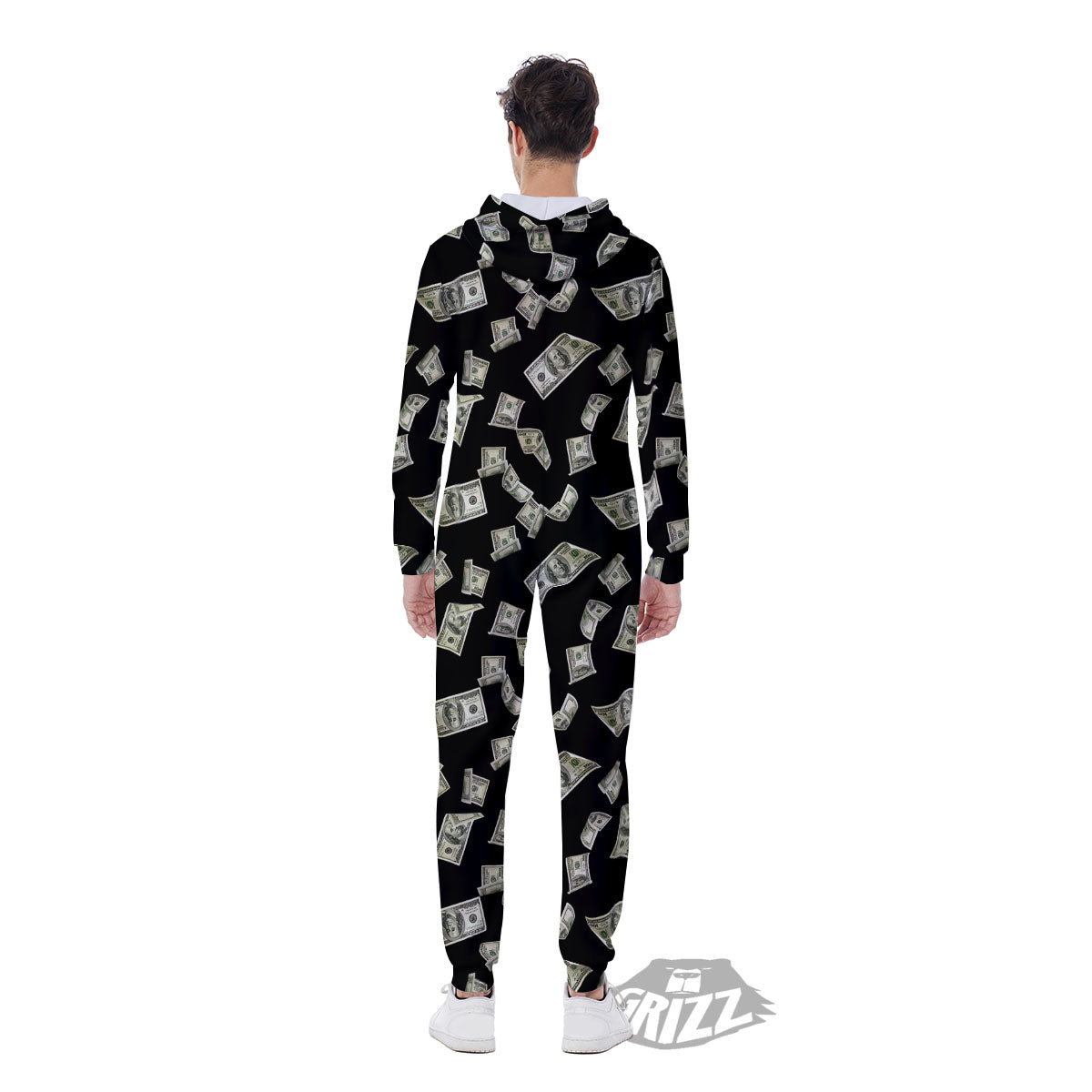 Flying US Dollar Money Print Men's Jumpsuit-grizzshop