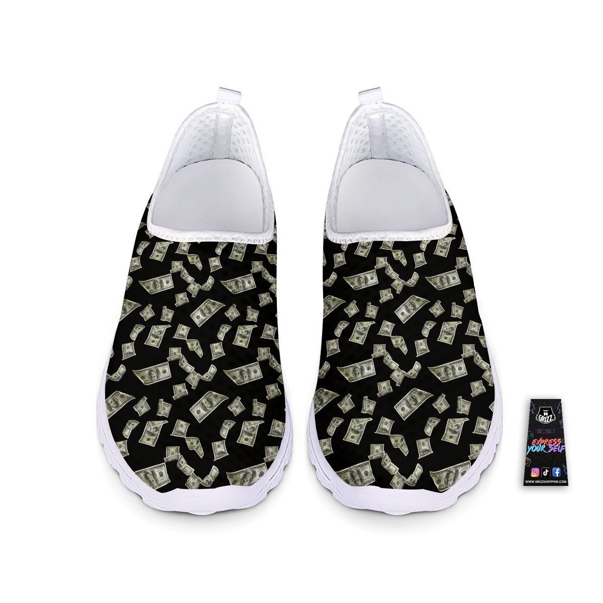 Flying US Dollar Money Print Nurse Shoes-grizzshop