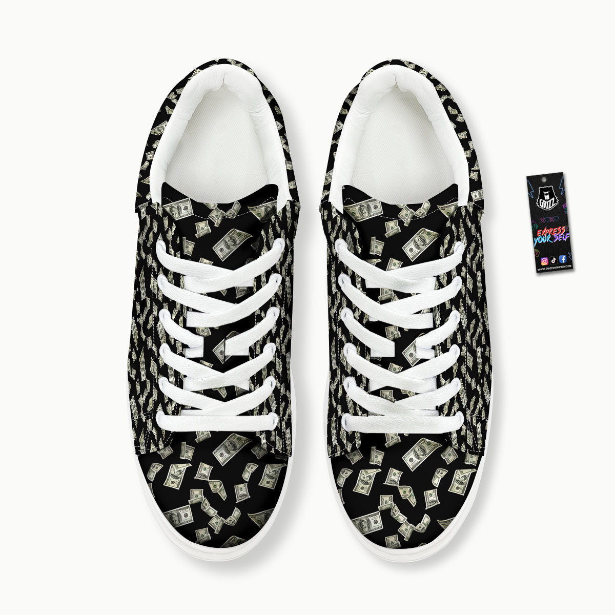 Flying US Dollar Money Print Platform Shoes-grizzshop