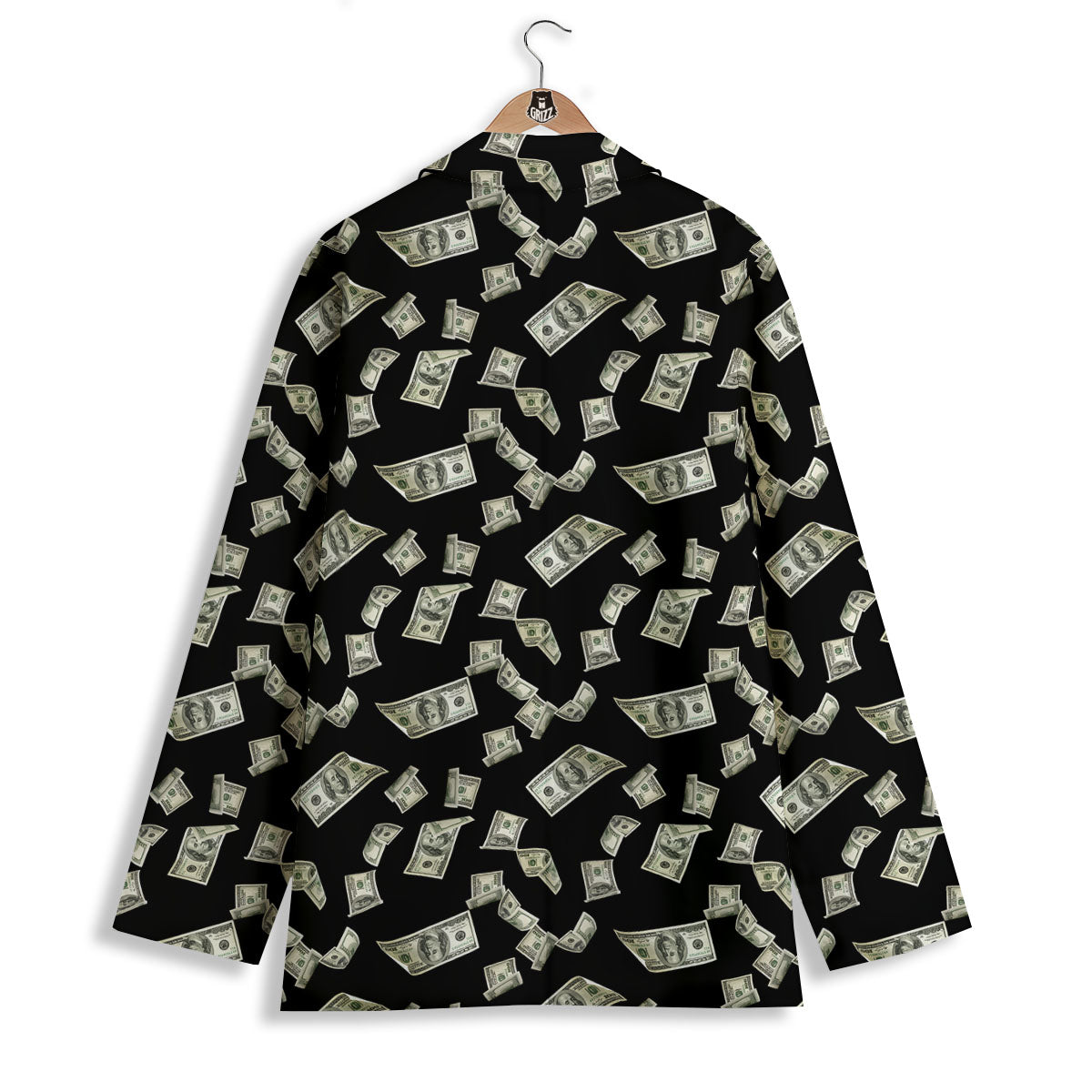 Flying US Dollar Money Print Women's Blazer-grizzshop