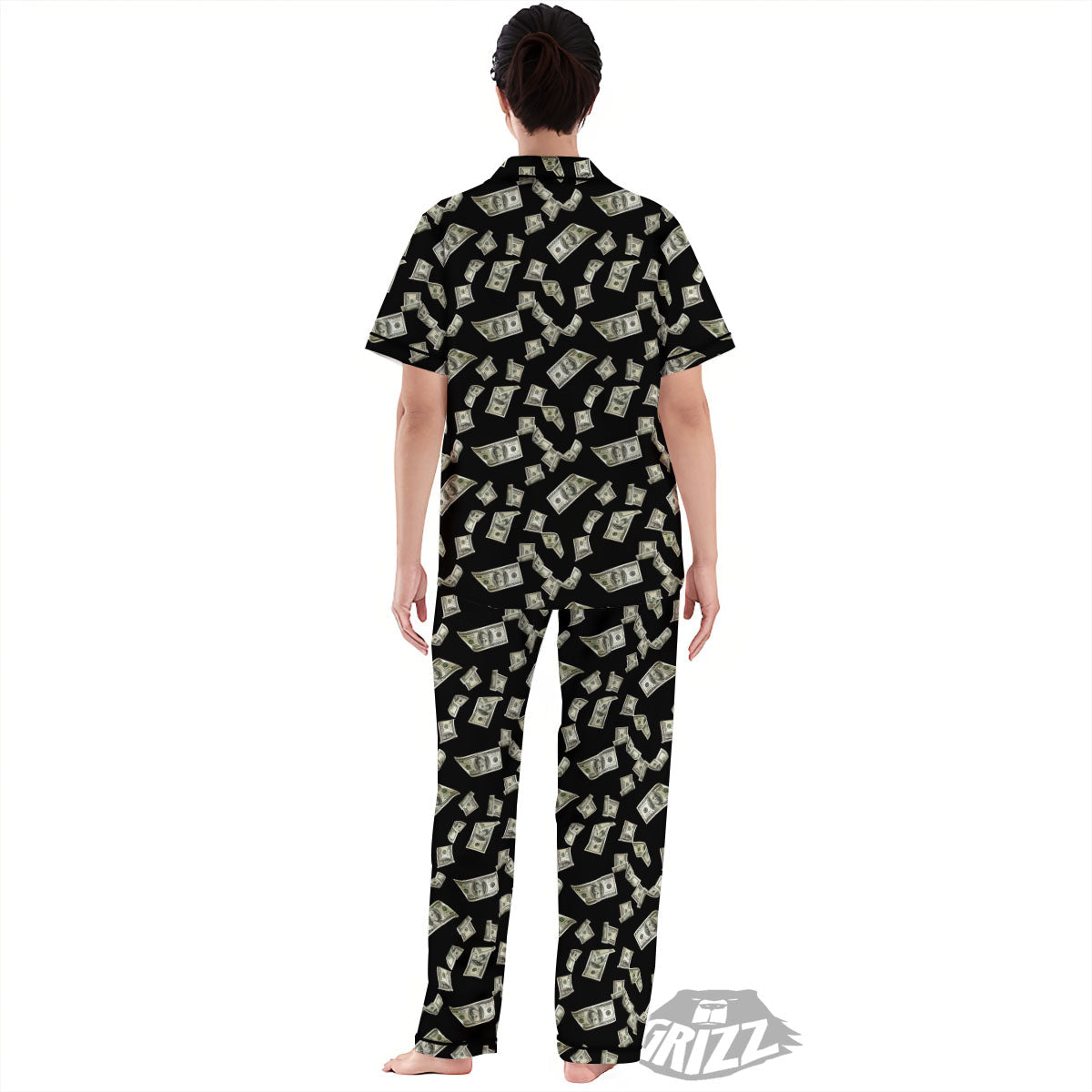 Flying US Dollar Money Print Women's Pajamas Set-grizzshop
